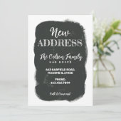 Minimale Typografie Chalkboard New Home Moving Aankondiging (Staand voorkant)