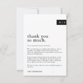 Minimale Typografie Chic Monogram Foto Bruiloft Bedankkaart (Achterkant)