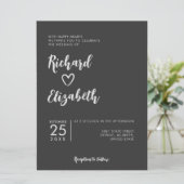 Minimale Typografie Clean Modern Dark Wedding Kaart (Staand voorkant)