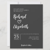 Minimale Typografie Clean Modern Dark Wedding Kaart (Voorkant)
