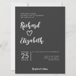 Minimale Typografie Clean Modern Dark Wedding Kaart