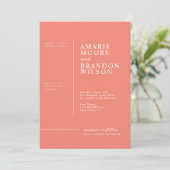 Minimale Typografie Coral Wedding Invitation Kaart (Staand voorkant)