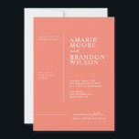 Minimale Typografie Coral Wedding Invitation Kaart<br><div class="desc">Deze minimale uitnodiging tot het indienen van een Typografie Coral Wedding is de perfecte uitnodiging om je gasten naar je speciale dag te sturen. Het eenvoudige en minimalistische ontwerp is een compliment voor elk paar. Klik om verder voor tekstplaatsing en het uitgeven hulpmiddelen voor volledige kleurenaanpassing aan te passen.</div>