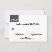 Minimale typografie donkerblauw beeld modern RSVP kaartje (Voorkant)
