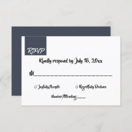 Minimale typografie donkerblauw beeld modern RSVP kaartje