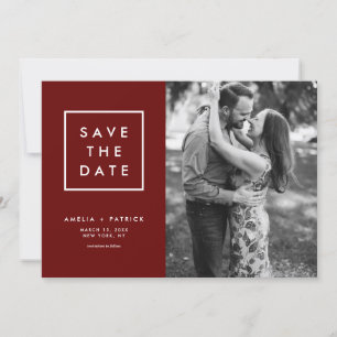 Minimale Typografie Donkere Rode Foto Save The Date