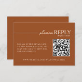 Minimale Typografie Earth Tone Terracotta QR RSVP (Voorkant / Achterkant)