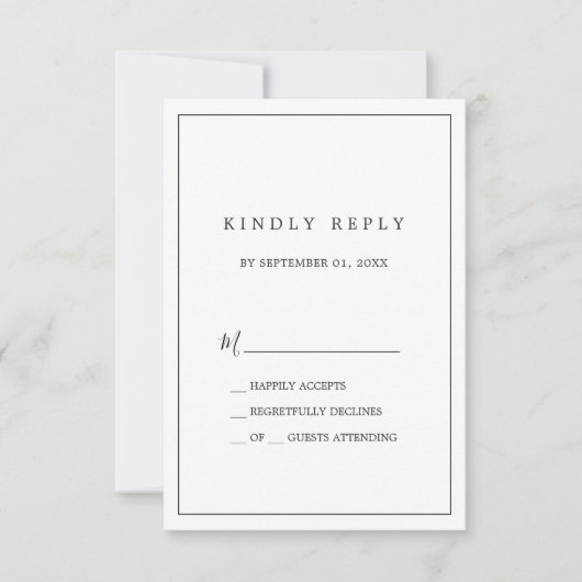 Minimale Typografie Eenvoudige RSVP-kaart RSVP Kaartje (Voorkant)