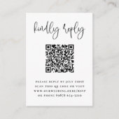 Minimale Typografie Foto QR Code Bruiloft RSVP Informatiekaartje (Voorkant)