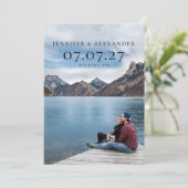 Minimale typografie-fotobedekking sparen de datum save the date (Staand voorkant)