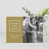 Minimale Typografie Gold Photo Save the Date (Staand voorkant)