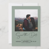 Minimale Typografie Groene Foto Opslaan Datum Save The Date (Voorkant)