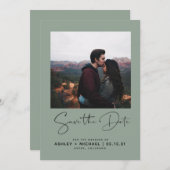 Minimale Typografie Groene Foto Opslaan Datum Save The Date (Voorkant / Achterkant)