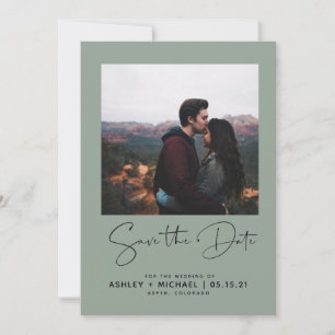 Minimale Typografie Groene Foto Opslaan Datum Save The Date