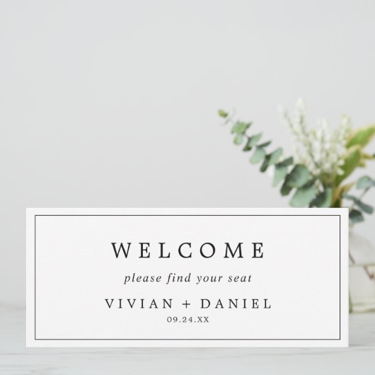 Minimale Typografie-hanging Seating Chart Header (Staand voorkant)