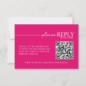 Minimale typografie hete roze QR RSVP kaart (Voorkant)