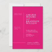 Minimale Typografie Hot Pink Wedding Invitation Kaart (Voorkant)