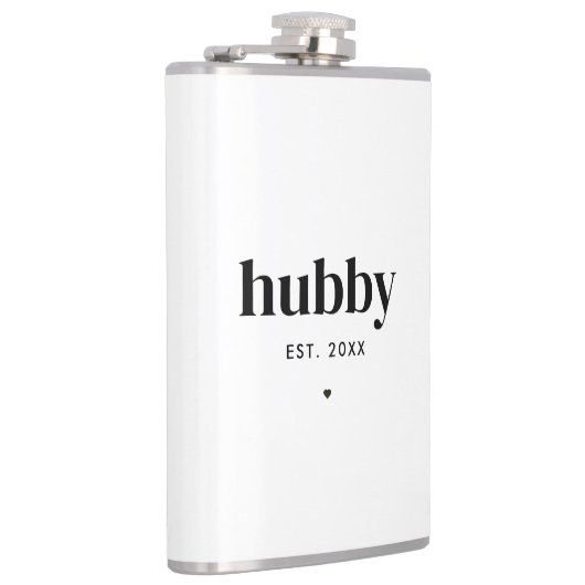 Minimale Typografie Husband Hubby Wedding Date Heupfles (Rechts)