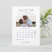Minimale typografie kalender foto bruiloft save the date (Staand voorkant)