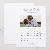Minimale typografie kalender foto bruiloft save the date (Voorkant / Achterkant)