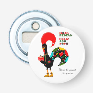 Minimale Typografie Kerstmis Portugees Groeten Button Flesopener