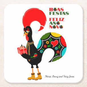 Minimale Typografie Kerstmis Portugees Groeten Kartonnen Onderzetters