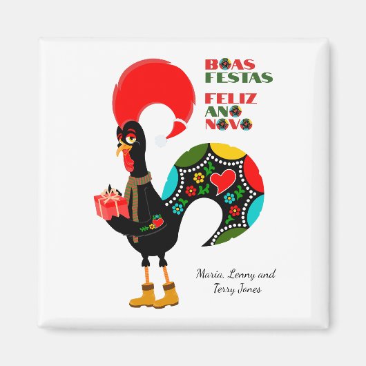 Minimale Typografie Kerstmis Portugees Groeten Magneet (Voorkant)