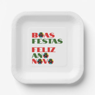Minimale Typografie Kerstmis Portugees Groeten Papieren Bordje