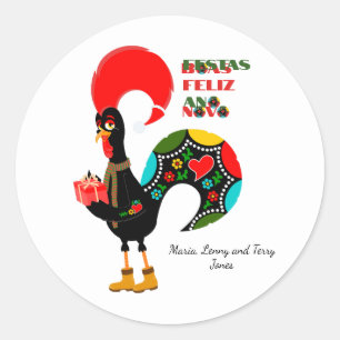 Minimale Typografie Kerstmis Portugees Groeten Ronde Sticker