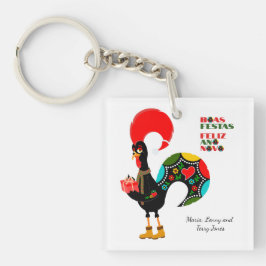 Minimale Typografie Kerstmis Portugees Groeten Sleutelhanger