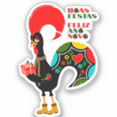 Minimale Typografie Kerstmis Portugees Groeten Sticker (Voorkant)