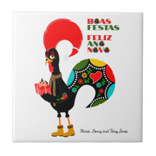 Minimale Typografie Kerstmis Portugees Groeten Tegeltje