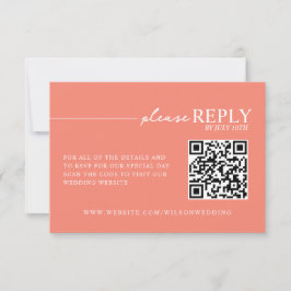 Minimale typografie Koraal QR RSVP-kaart RSVP Kaartje