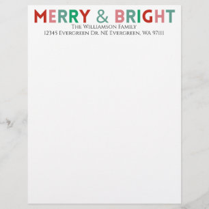 Minimale typografie Modern Merry & Bright Name Briefhoofd