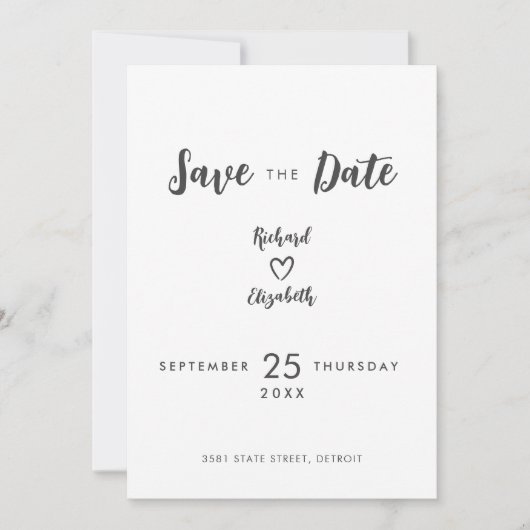 Minimale Typografie Moderne Bruiloft Save the Date (Voorkant)