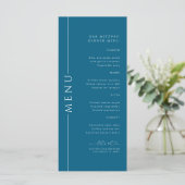 Minimale Typografie Navy Blue Bar Mitswa Menu (Staand voorkant)