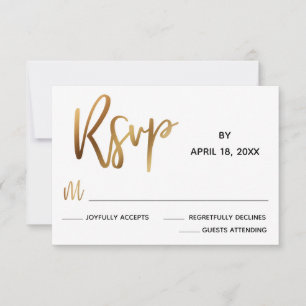 Minimale typografie nep gouden trouw RSVP kaart
