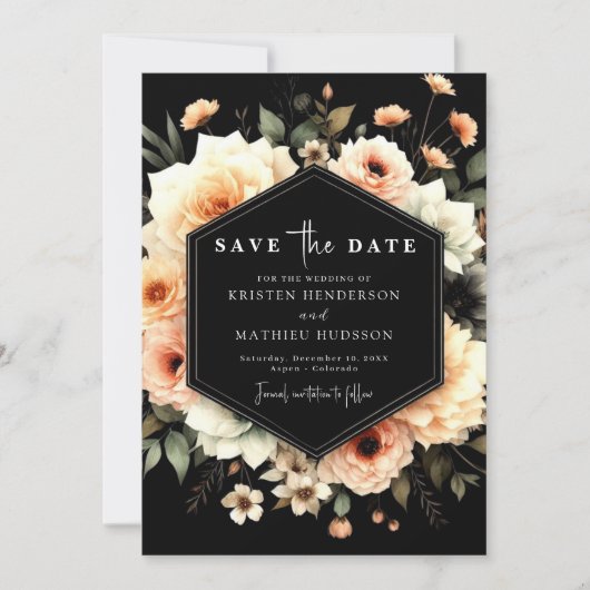 Minimale typografie Peach Wedding Save The Date (Voorkant)