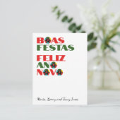 Minimale Typografie Portugees Kerstgroeten Briefkaart (Staand voorkant)