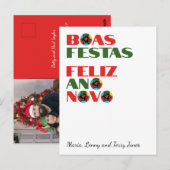 Minimale Typografie Portugees Kerstgroeten Briefkaart (Voorkant / Achterkant)