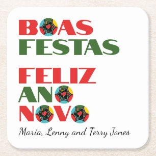 Minimale Typografie Portugees Kerstgroeten Kartonnen Onderzetters