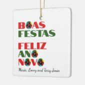 Minimale Typografie Portugees Kerstgroeten Keramisch Ornament (Links)