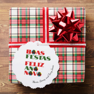 Minimale Typografie Portugees Kerstgroeten Ornament Kaart