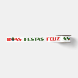 Minimale Typografie Portugees Kerstgroeten Satijnen Lint