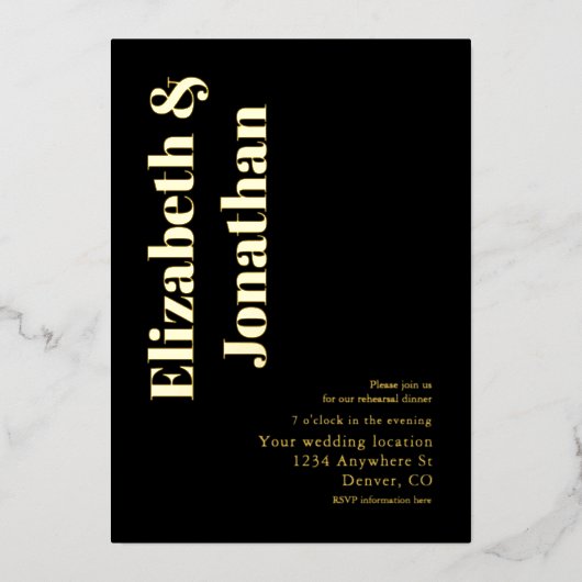 Minimale Typografie-repetitie Dinner Folie Uitnodiging (Voorkant)