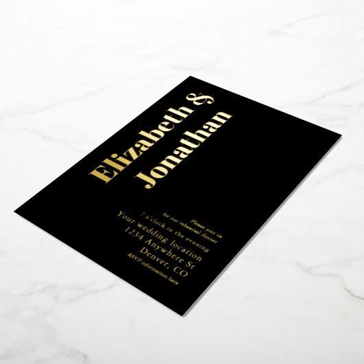 Minimale Typografie-repetitie Dinner Folie Uitnodiging (Gedraaid)