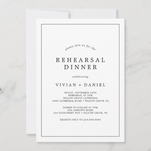 Minimale Typografie-repetitie Dinner Kaart (Voorkant)