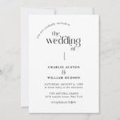 Minimale Typografie Retro QR Code Bruiloft Kaart (Voorkant)