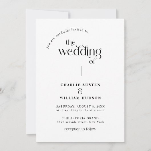 Minimale Typografie Retro QR Code Bruiloft Kaart (Voorkant)