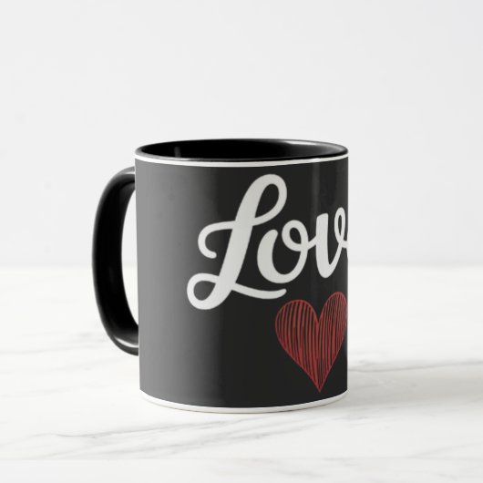 Minimale typografie romantisch ontwerp liefdeshart mok (Voorkant links)